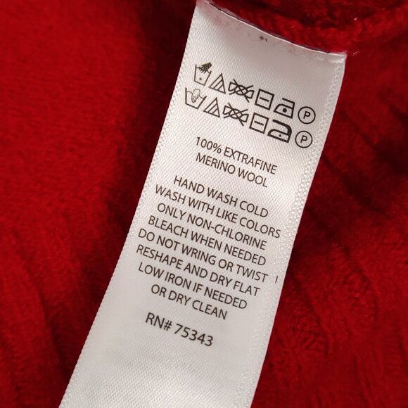 H Halston Women's Sweater Size S Red Extra Fine Merino Wool Knitwear Warm Winter - Picture 6 of 9